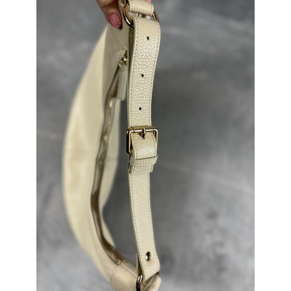 Quince Italian Handwoven Leather Purse Hobo Shoulder Bag Cream Versatile 16" - Picture 11 of 12